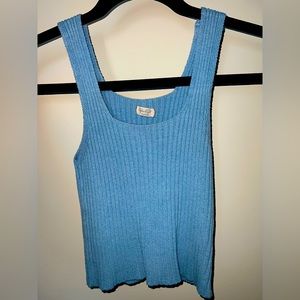 Blue Ribbed Tank Top